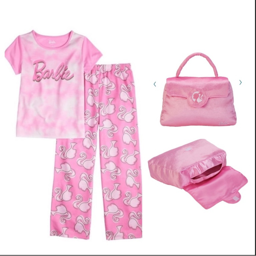 Barbie pajamas size 10 and pillow purse